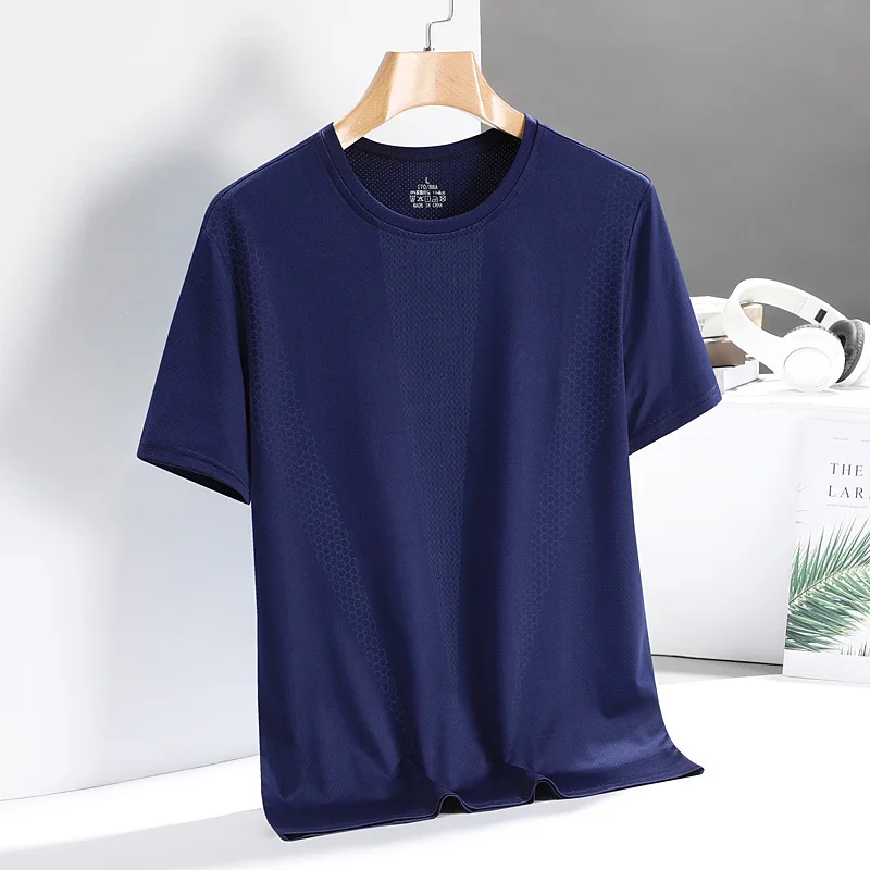 New Men\'s Short-Sleeved T-Shirt Pajamas Tops Men\'s Summer Thin Casual Ice Silk Half-Sleeved Body Shirts Men\'s Ice Feeling Tops