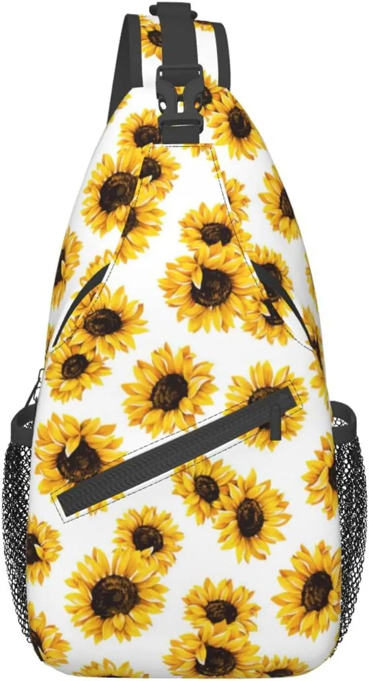 Paquete de pecho oblicuo elegante de girasol, mochila de ocio, Satchel pequeño, para viajes, trabajo, viajes diarios