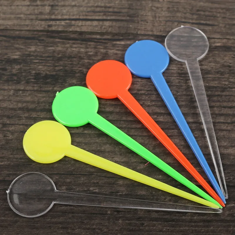 Round Head PP Plastic Disposable Tableware Kitchen Bar Cocktail Salad Fruit Fork Snack Cake Needle 250 Pc/lot