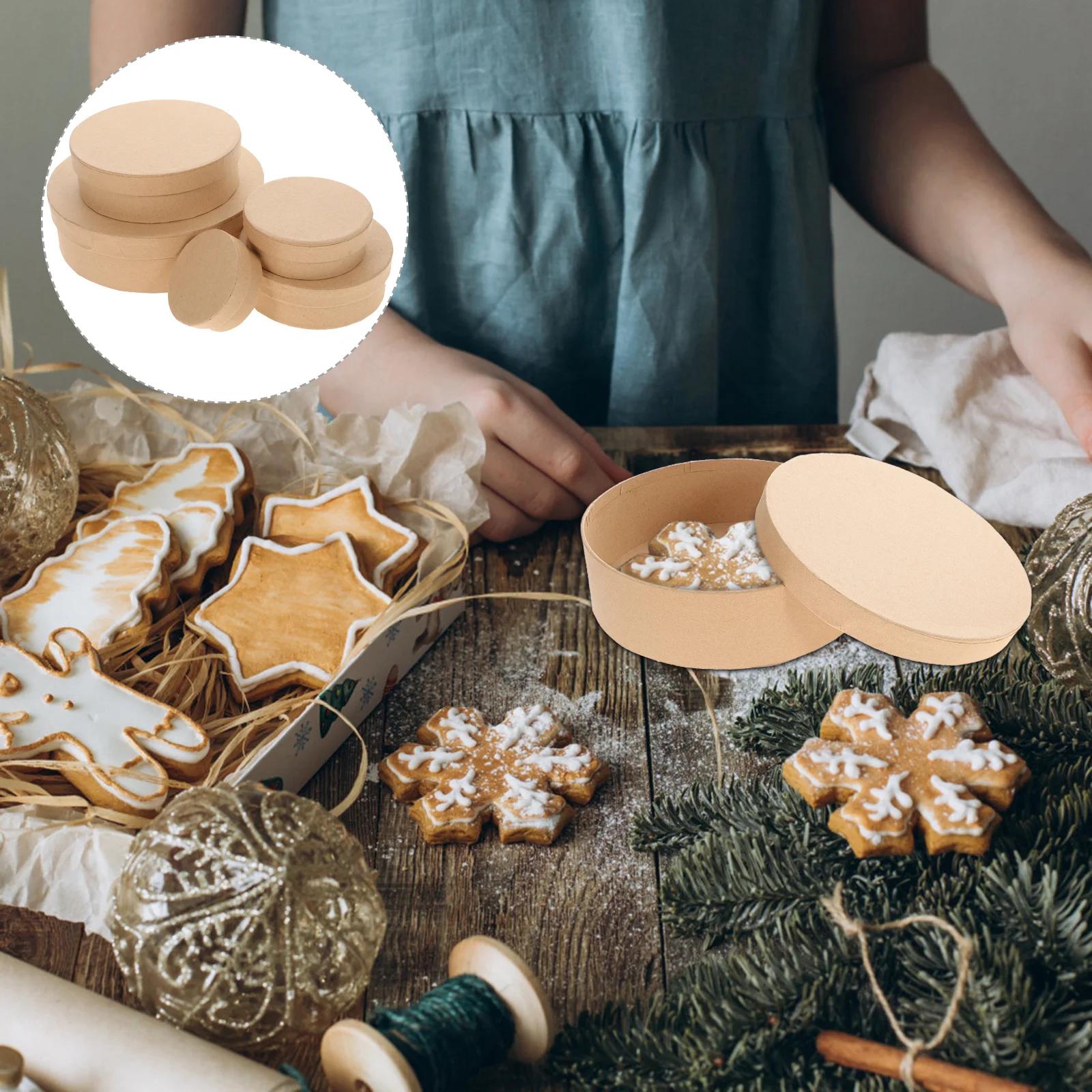 

5Pcs Round Candy Containers Lightweight Biscuit Storage for Party Favor and Bakery Use 6x4x2 Shipping Boxes Small Shipping Boxes