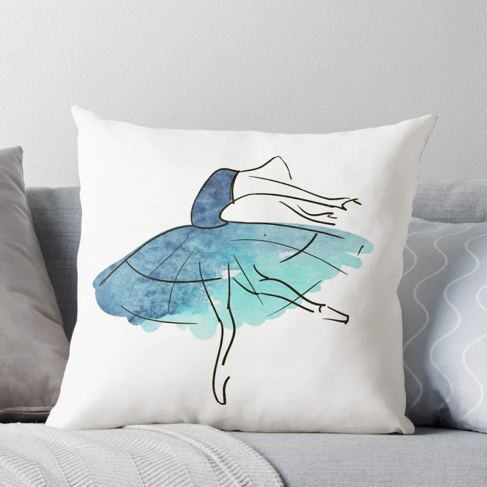 ballerina figure, watercolor Throw Pillow Pillow Cover Pillows Aesthetic