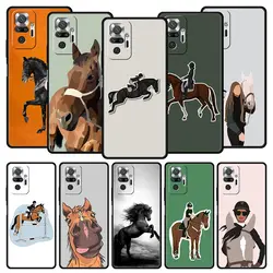 Animal Galloping Horse Girl Drawing Case For Xiaomi Redmi Note 13 12 5G 11 10 Pro Plus 4G 9S 9 8 7 9T 13C 12C 10C 9C 9A Cover