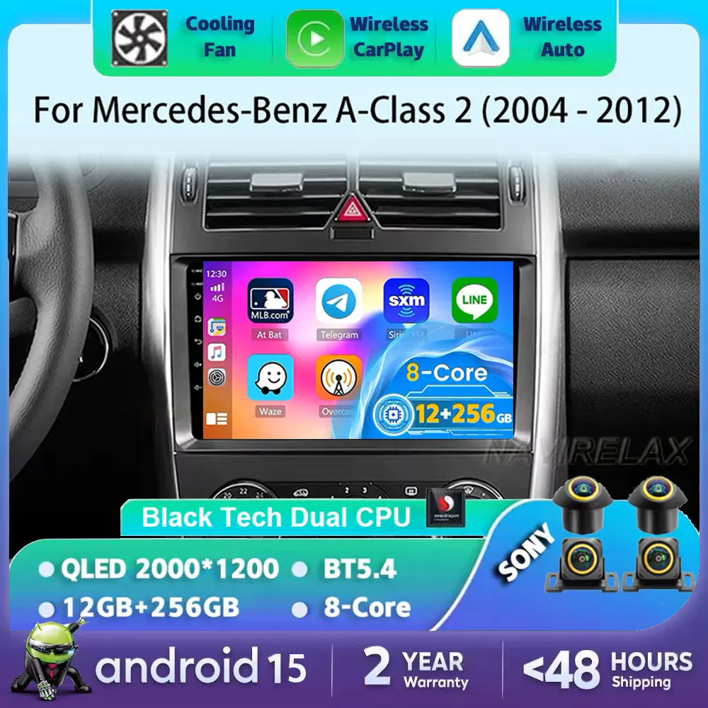 

Android 15 For Mercedes-Benz A-Class 2 W169 C169 2004 - 2012 CarPlay Auto 2K QLED Car Radio Multimedia Video Player GPS stereo