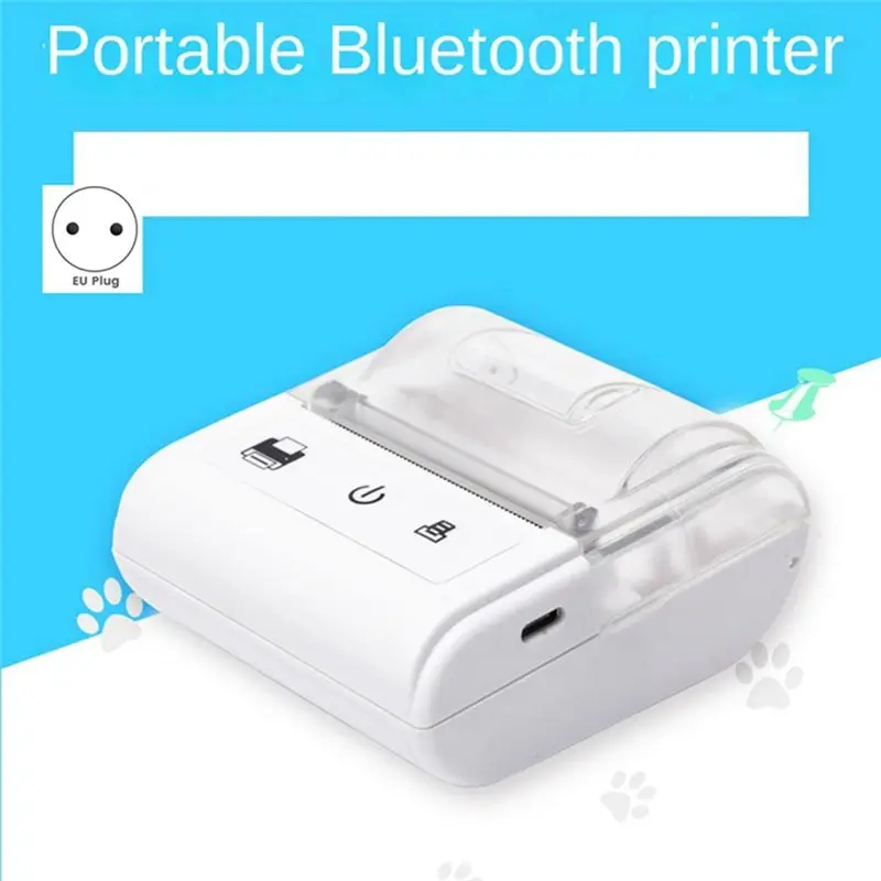 

BaoBao-беспроводной мини-термопринтер, портативный Bluetooth-принтер чеков, термопринтер BT 58 мм, термопечать чеков, черная вилка европейского стандарта