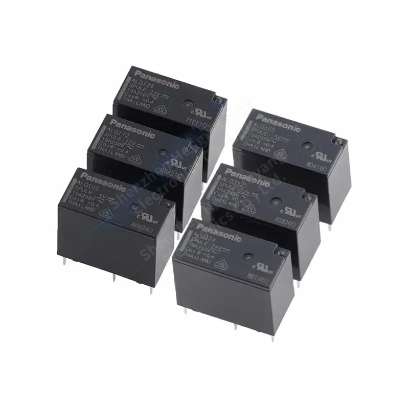 5 قطع/مجموعة ALQ105 ALQ112 ALQ124 5Pin 1 شكل C ALQ305 ALQ312 ALQ324 4Pin 1 شكل A مرحلات الطاقة 5V 12V 24V DC 10A