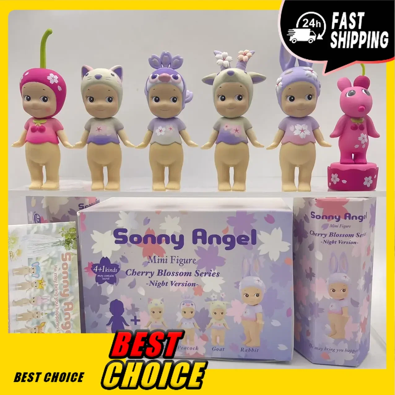 

Серия Sonny Angel Cherry Blossom, ночная версия, ограниченная серия, слепая коробка, милая японская коллекционная фигурка Kawaii, случайная