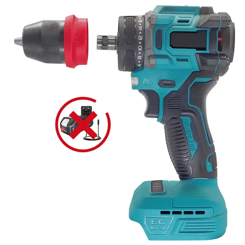 

2-in-1 brushless electric screwdriver hammer drill kit - cordless impact power tool - compatible with Makita 18V batteries