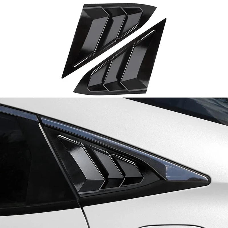 2 PCS Rear Side Window Louvers Gloosy Black Car Accessories ABS For Honda Civic Sedan 2016-2021 Accessories Air Vent Scoop Cover