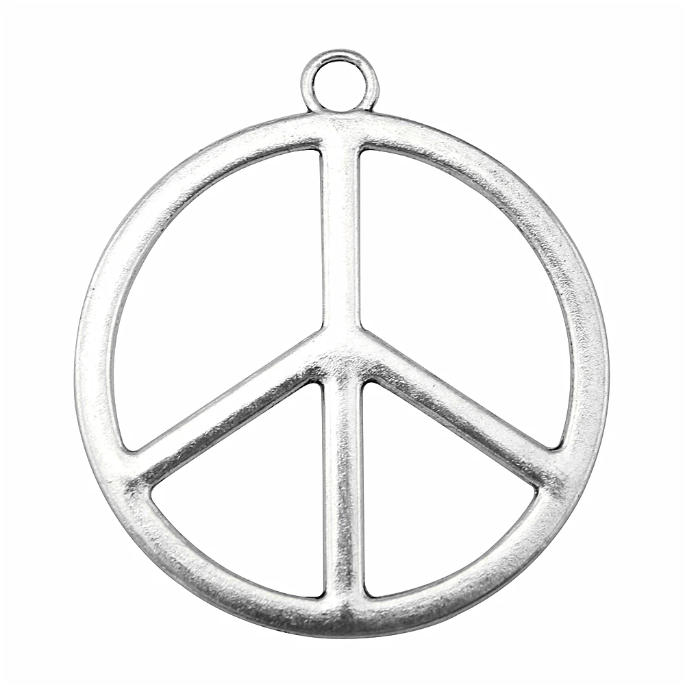 WYSIWYG 4pcs 42mm Pendant Peace Simple Peace Charm Pendants For Jewelry Making 2 Colors Peace Sign Pendants