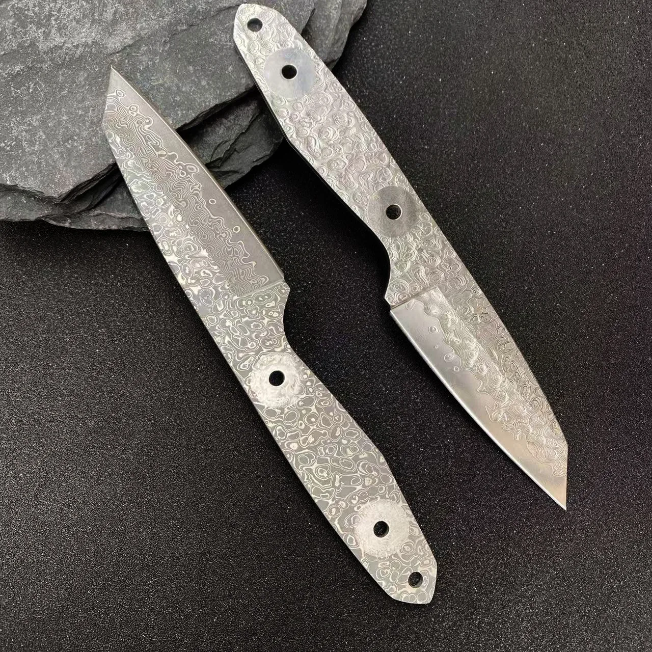 RHON 3.34Inch Tanto Fixed Blade Knife DIY Damascus Steel Outdooor Hunting Surivial Full Tang Straight Net Knives Without Handle