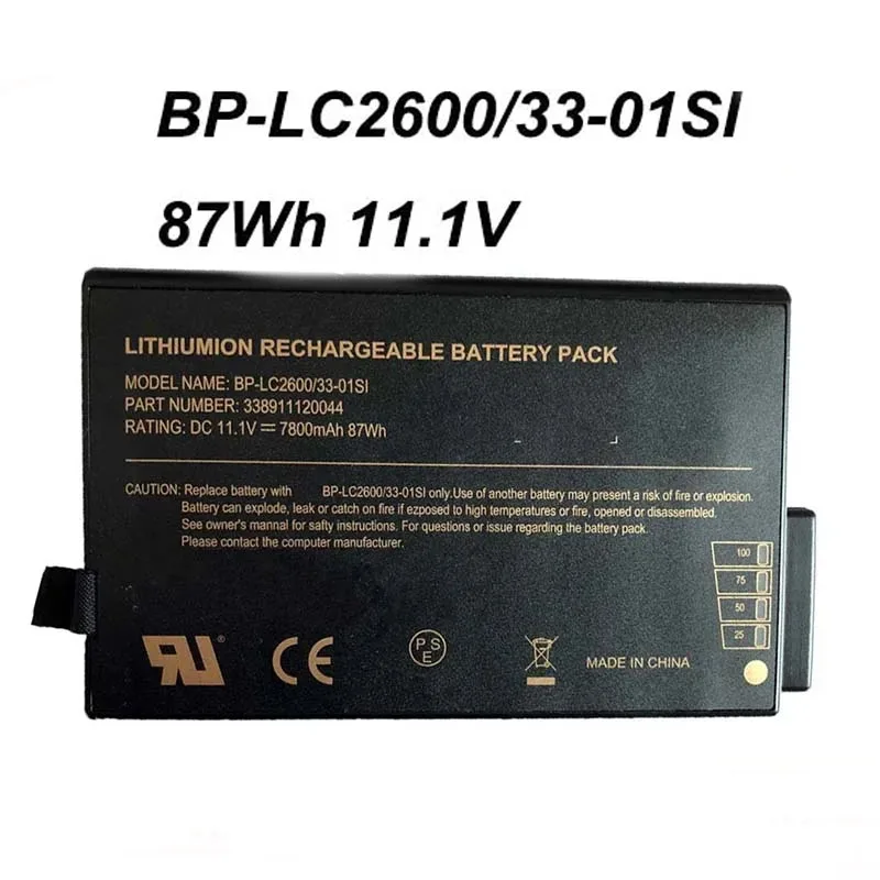 

BP-LC2600/33-01SI BP-LC2600/32-01PI BP-PL2900/33-01PI 87Wh 7800mAh 11.1V Laptop Battery For Getac B300 V200 338911120044