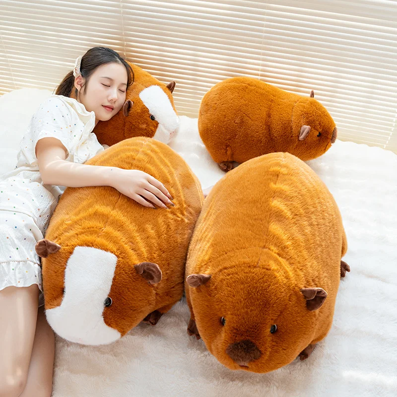 

1pc Brown&White Soft Plush Cavy Mouse Doll Stuffed Fatty Animal Toy Lifelike Simulation Plushie Present