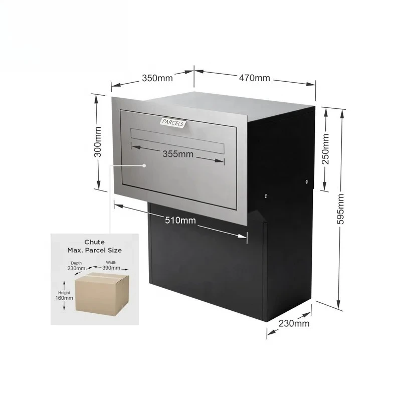 Small Outdoor Metal Mailbox - Modern Rust-Proof Wall-Mounted Parcel Box with Back Door