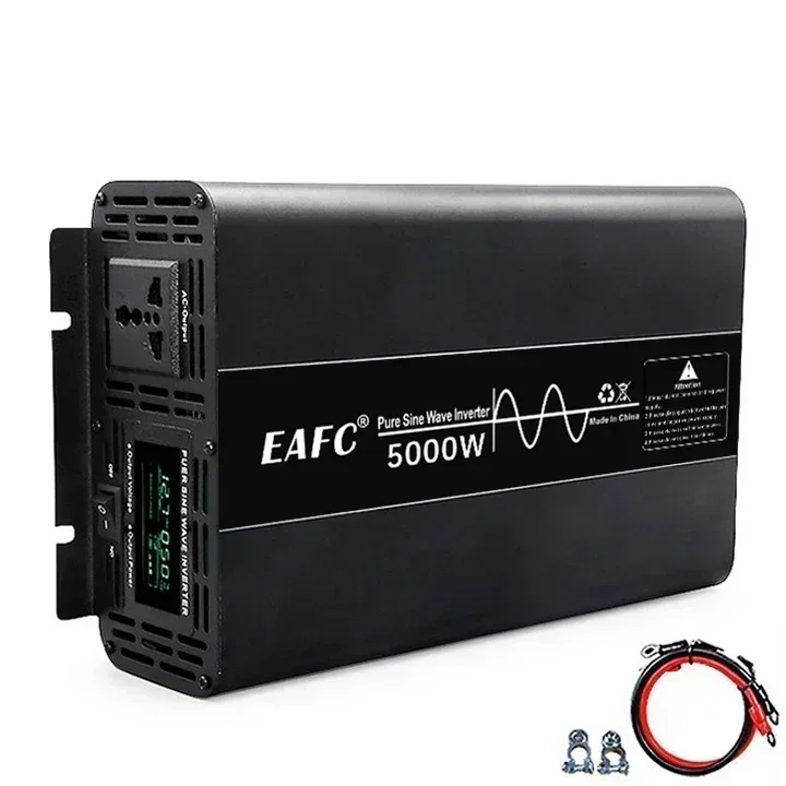 อินเวอร์เตอร์คลื่นไซน์บริสุทธิ์ 4000W 5000W 7000W แปลงไฟ DC 12V เป็น AC 110V/220V ความถี่ 50HZ สำหรับรถยนต์พลังงานแสงอาทิตย์