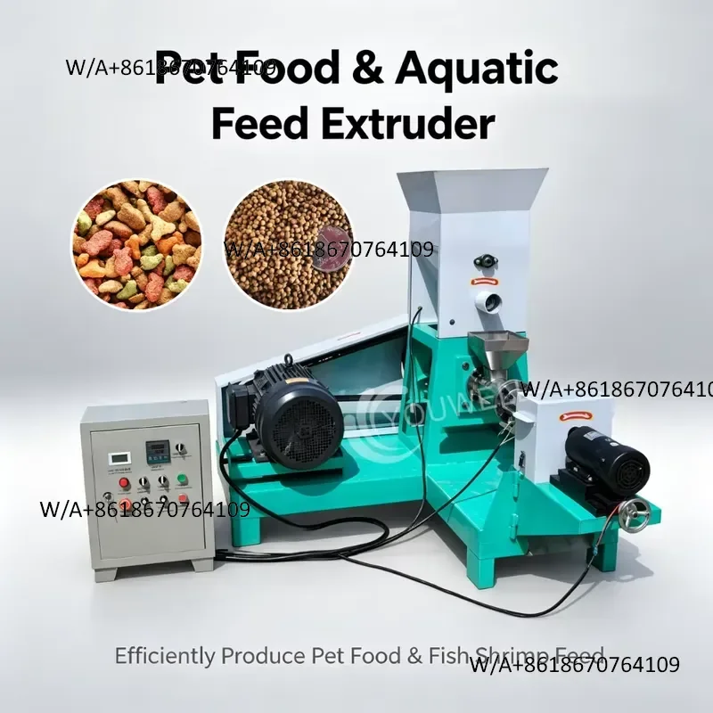 Multifunctional PLC Controlled High Capacity Energy Saving DC Motor Multi-shape Pet Fish Feed Pellet Extruder for Small-Scale