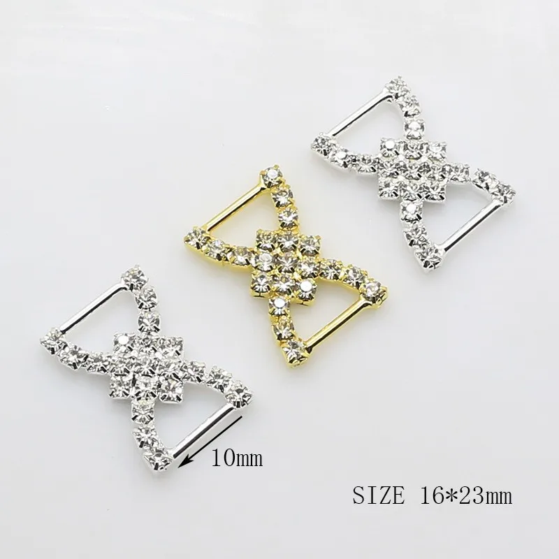 10 sztuk 16*23MM Metal Rhinestone pasma włosów akcesoria dekoracyjne Diy suknia ślubna pasek na prezent pudełko dekoracyjne akcesoria