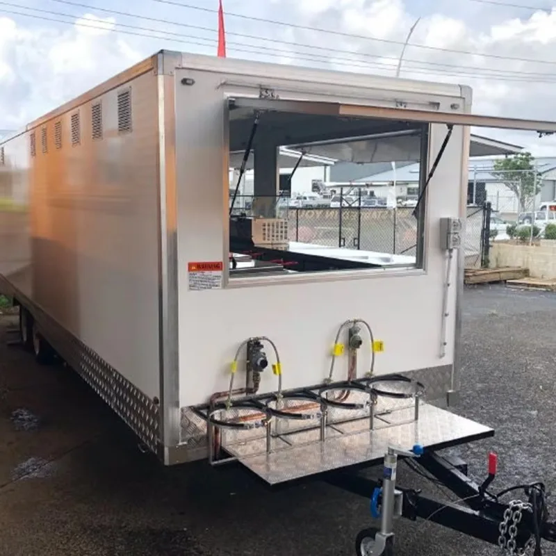 Food Truck Trailer Fast Food Mobile Kitchen Pizza Coffee Cart Ice Cream BBQ Rust Resistant 4 Wheel Mobile Food Truck Trailer Van