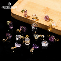 1 Pc Natural Amethyst Carved Bamboo Shape Bear Rose Copper Buckle Pendant For Jewelry Making Diy Necklace Bracelet Accessory
