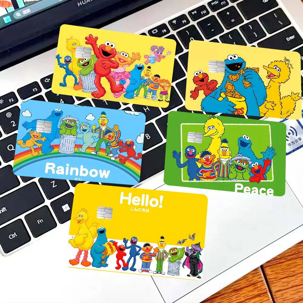 Classic RETRO S-Sesame S-Street Anime Cartoon Sticker Film Skin for Credit Card Debit Bank Bus Card
