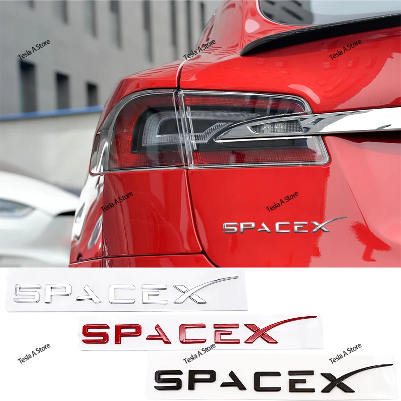 1pc 3D Space X Sticker Fender Side Decal For Tesla Model Y S 3 X Letters Space Rear Emblem Car Badge Trunk Auto Accessories