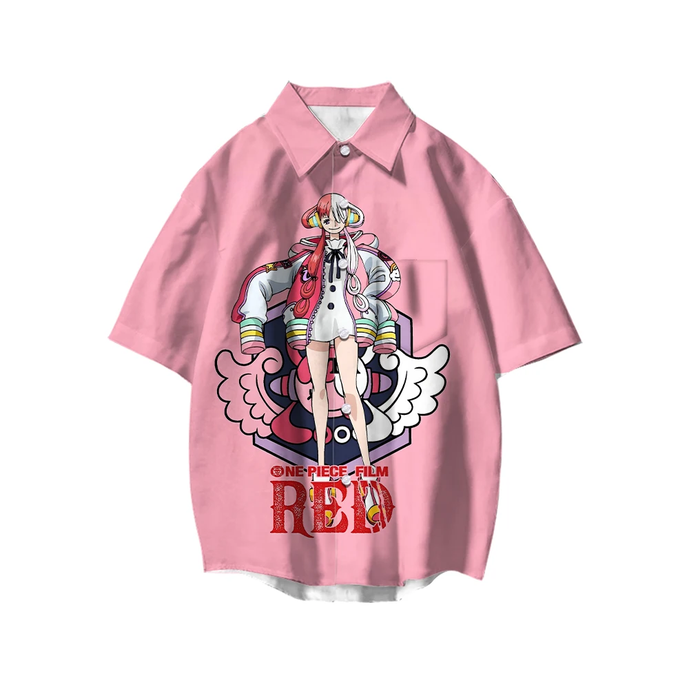 

Harajuku Neptune Short-sleeved Shirt Japanese Anime Printing Beach Casual Sunscreen Lapel Cardigan Shopping Party Clothing