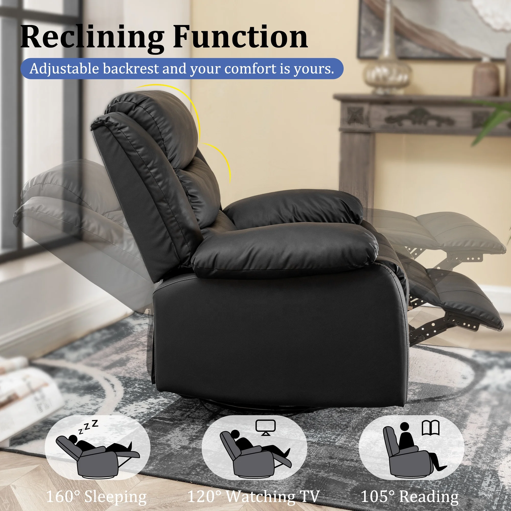 Sofá reclinable individual moderno, muebles de salón, masajeador, dormitorio para adultos, muebles de sala de estar, mecedora