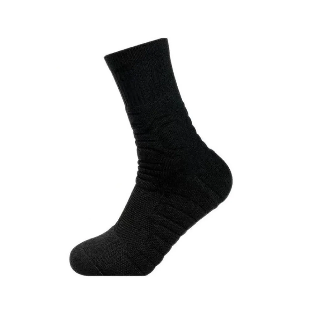 

6Pairs White and Black Basketball Crew Sock Breathable Thicken Compression Sock Bottom of Towel Non-slip Mid-calf Sock Hiking
