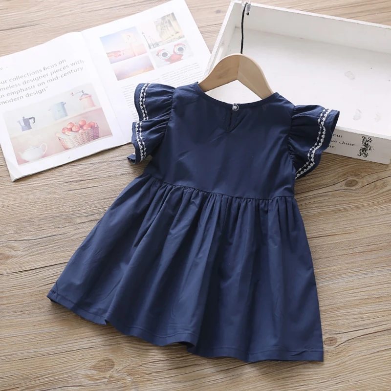 Summer Baby Girl Princess Dress Casual Fashion Baby Girl Flying Sleeve Bow-knot Princess Dress Kids Clothing For 1-6 Years Old image 4