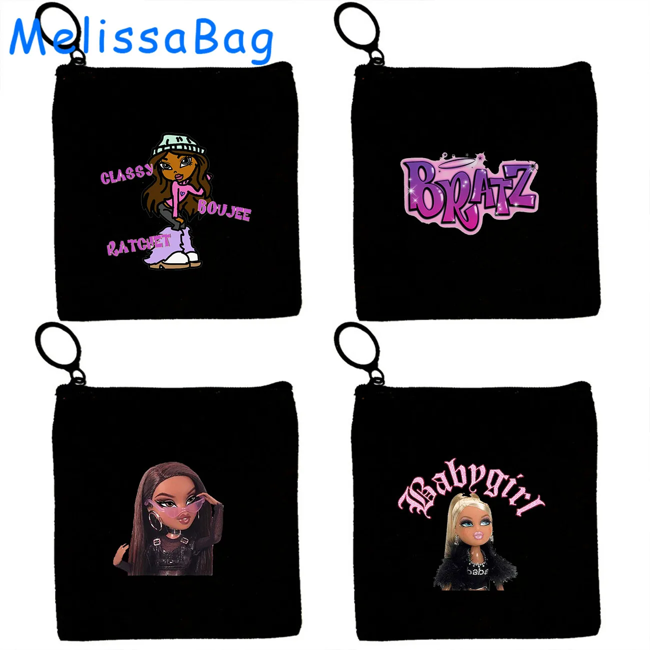

Sexy Cute Babygirl Bratz Doll Pink Girlz Lovely Cartoon Girl Canvas Coin Purse Key Case Storage Bag Card Bag Wallet Zipper Pouch