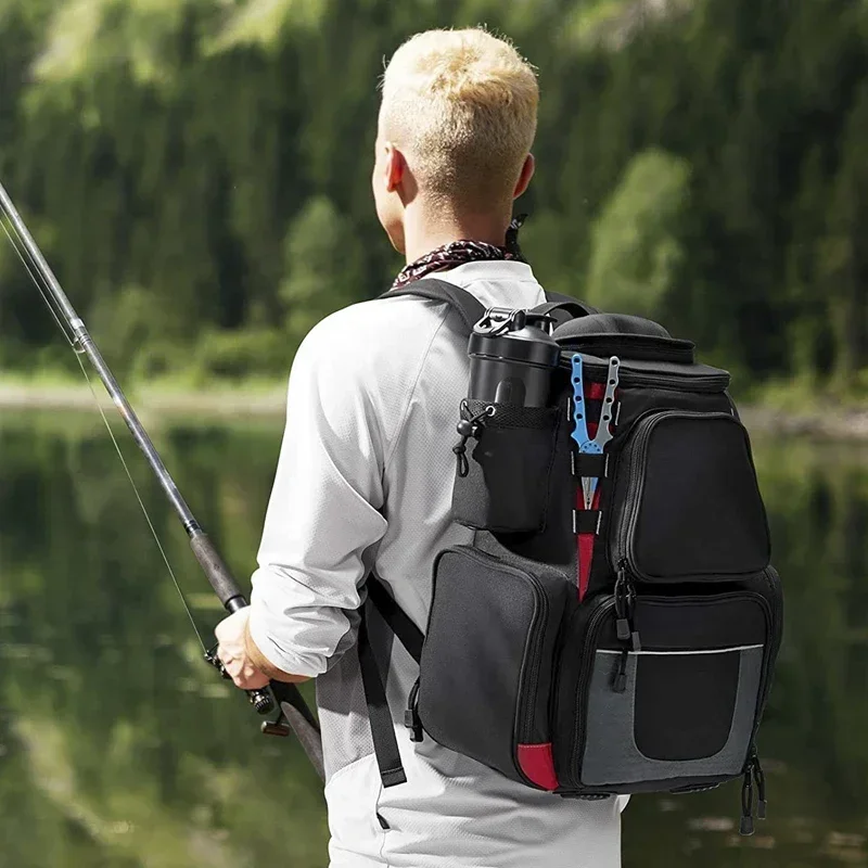 Asli baru! Logo Kustom Terpal Mesh Tahan Air Sling Rod Fishing Reel Bag