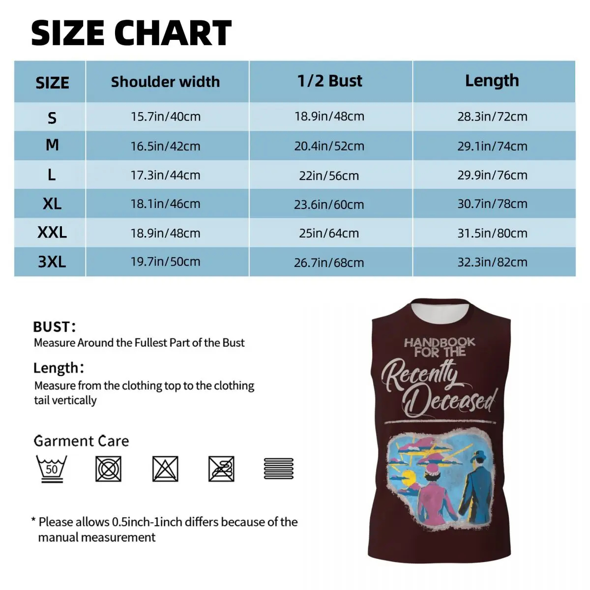 Handbook For The Recently Deceased Men Printed Sleeveless T-shirt Casual Hip Hop Street Style Beach Holiday Tank Tops