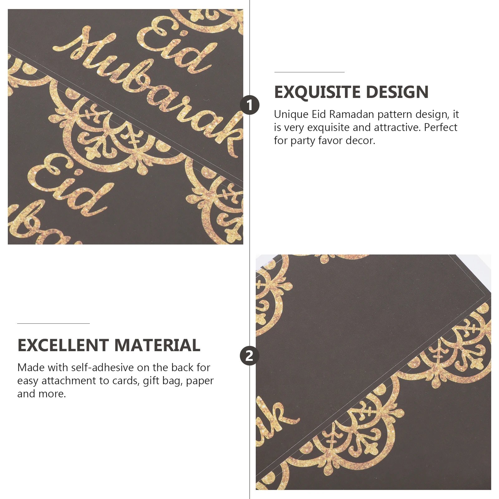 

15 Sheets Stickers for Water Bottles Mineral Eid Mubarak Decals DIY Sealing Self-adhesive Gift Black