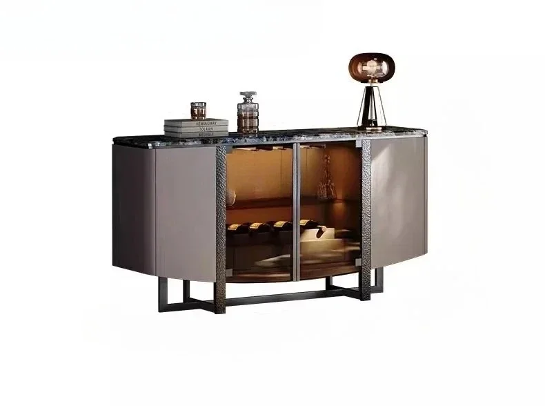 B minimalist living room dining side cabinet integrated storage cabinet against the wall marble high-end customization
