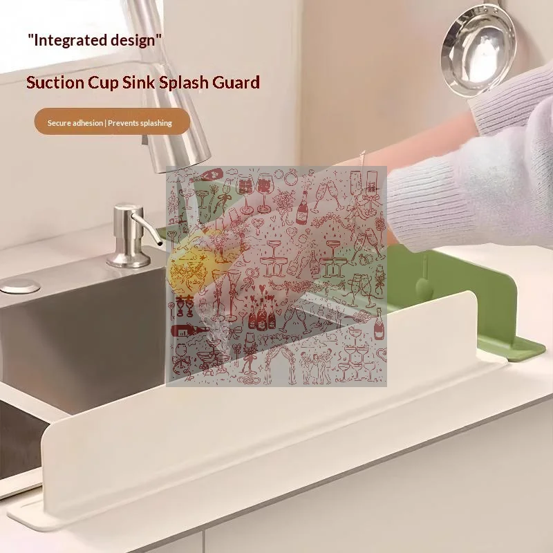 Silicone Sink Baffle Splash Guard With Suction Cup Pool To Protect Clothes From Splashing Water Baffle Kitchen Parts
