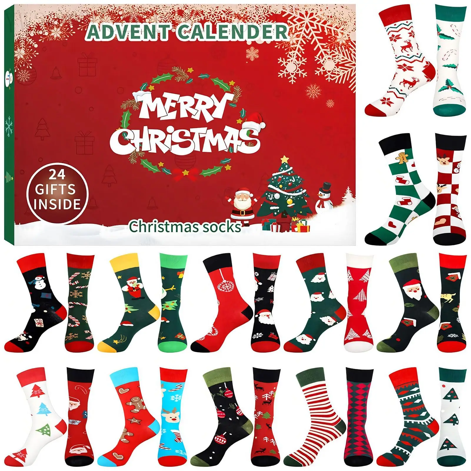 

Socks Advent Calendar 2025 Women, 12 Pairs Christmas Socks Advent Calendar Socks Men's Christmas Calendar Socks Cuddly Socks Adv