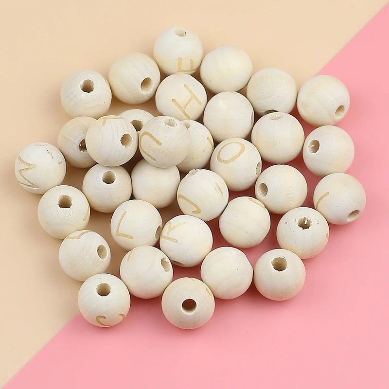 50pcs/batch of 13mm wooden letter beads round loose spacing beads jewelry making DIY bracelet accessories toy accessories