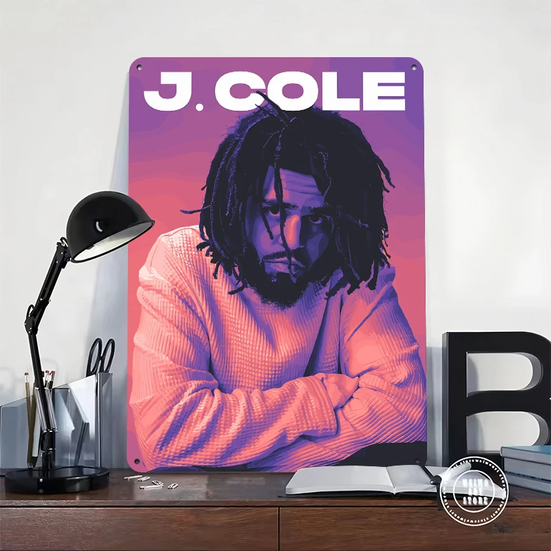 J. Cole Portrait Tinplate Poster Customized Wall Art Retro Vintage Metal Signs for Fans Bathroom Decor Room Home Decorations