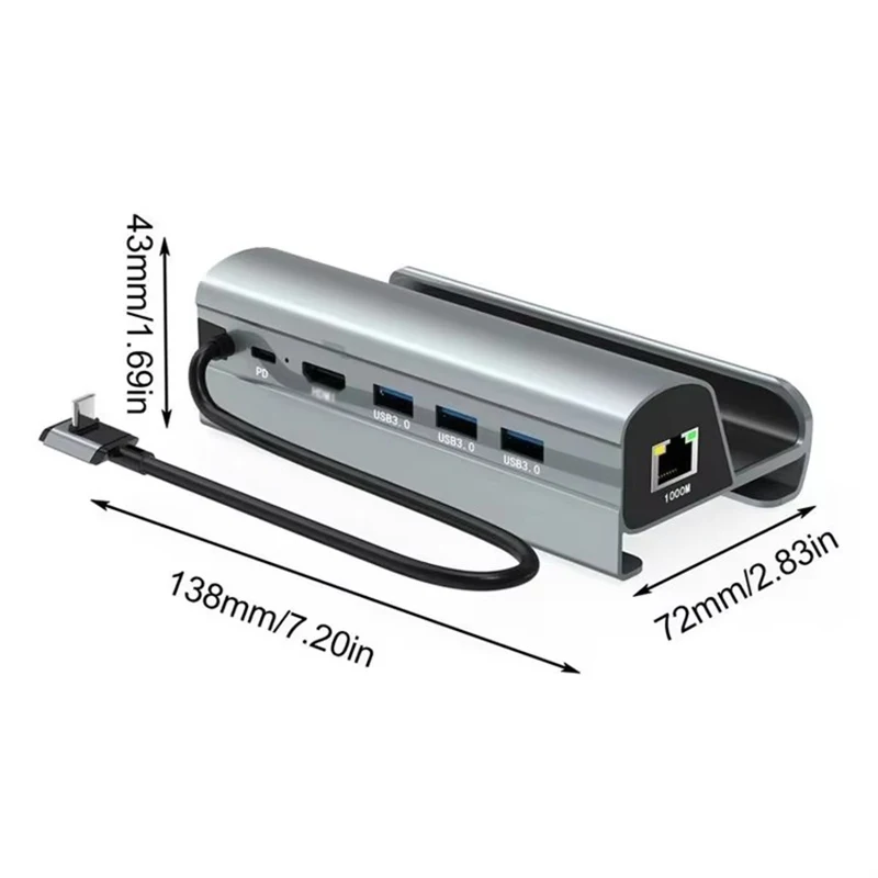 محطة قاعدة سطح السفينة قاعدة التلفزيون حامل محور لرسو السفن USB C إلى HD USB3.0 نوع-c شاحن لوحدة التحكم على سطح البخار 6 في 1 التوسع