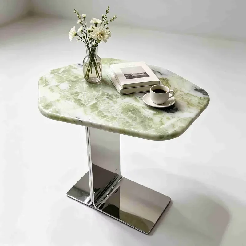 Irregular Marble Side Table Free Form Stone End Table for Home Villa