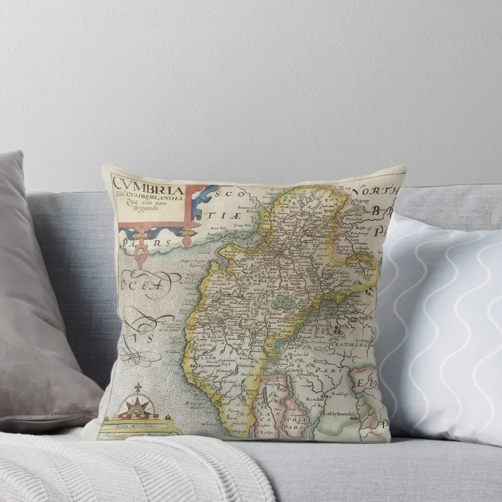 Lake District Landscape Collection - 1607 Saxton Kip Cumbria Map Throw Pillow Luxury Cushion Cover Christmas Pillows pillow