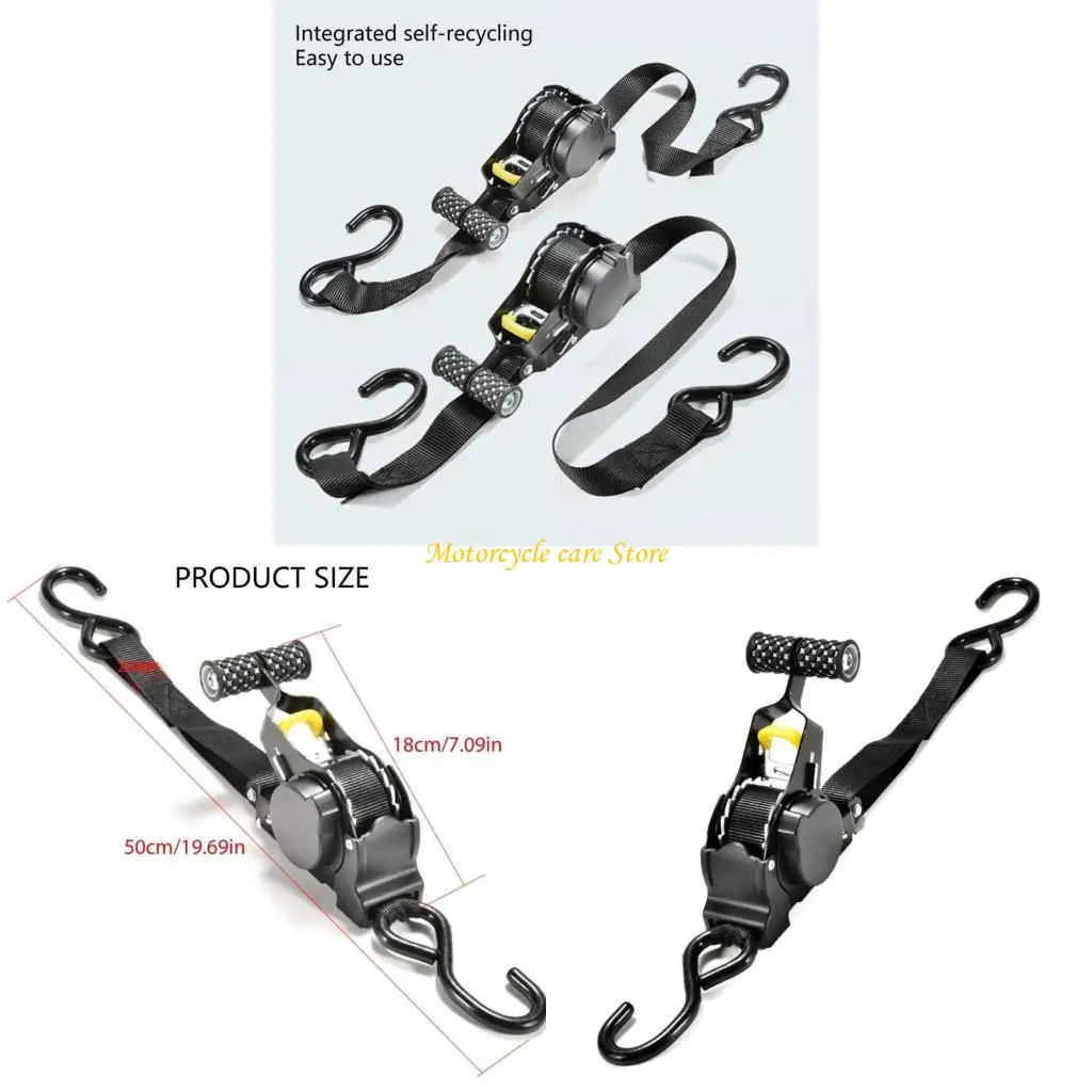 

U75F Heavy Duty Motorcycle Tie Down Strap with Ergonomic Handle Automatic Lashing
