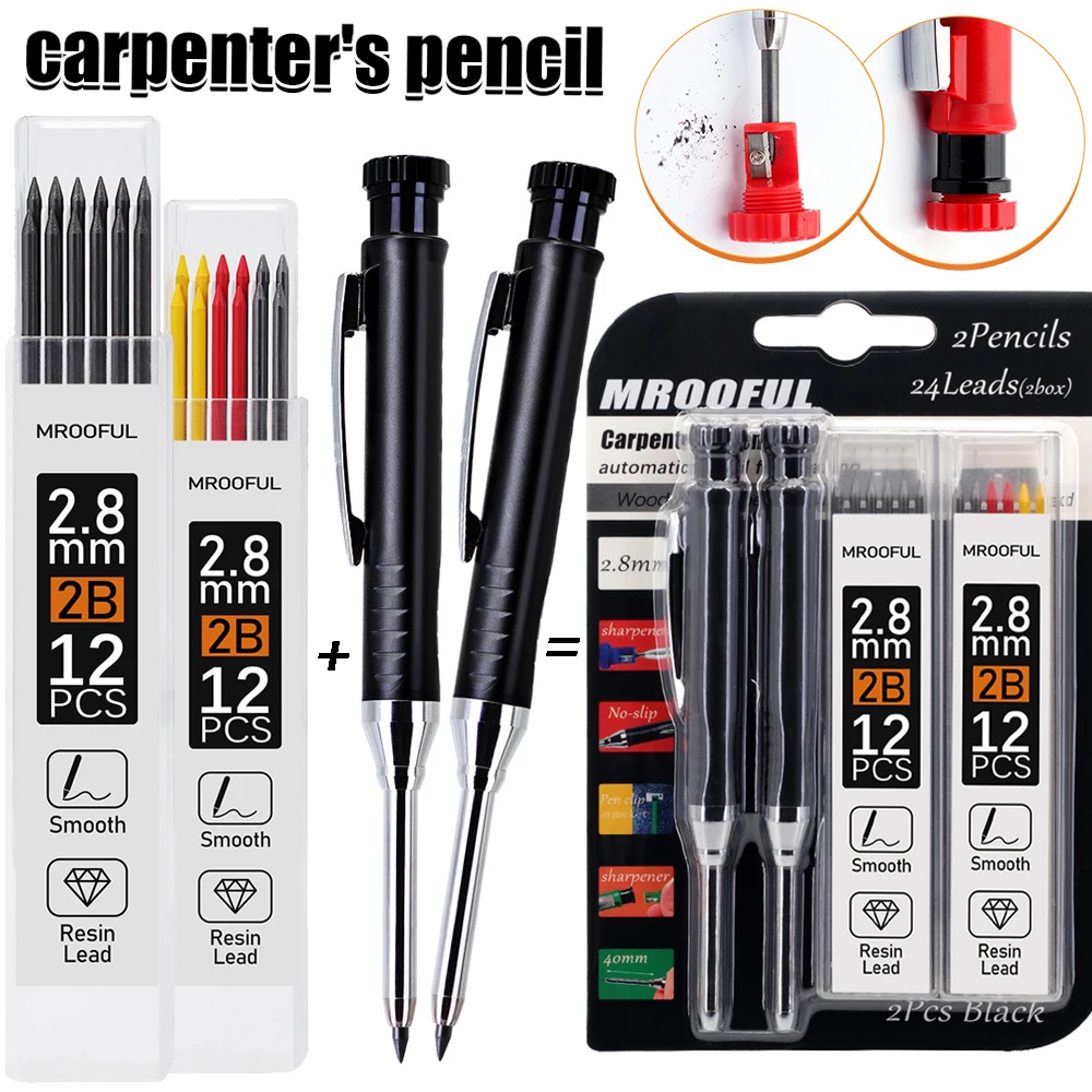 

Набор карандашей для столярных работ с грифелями 2,8 мм, инструмент для разметки глубоких отверстий и черчения, для архитектурного и инженерного дизайна