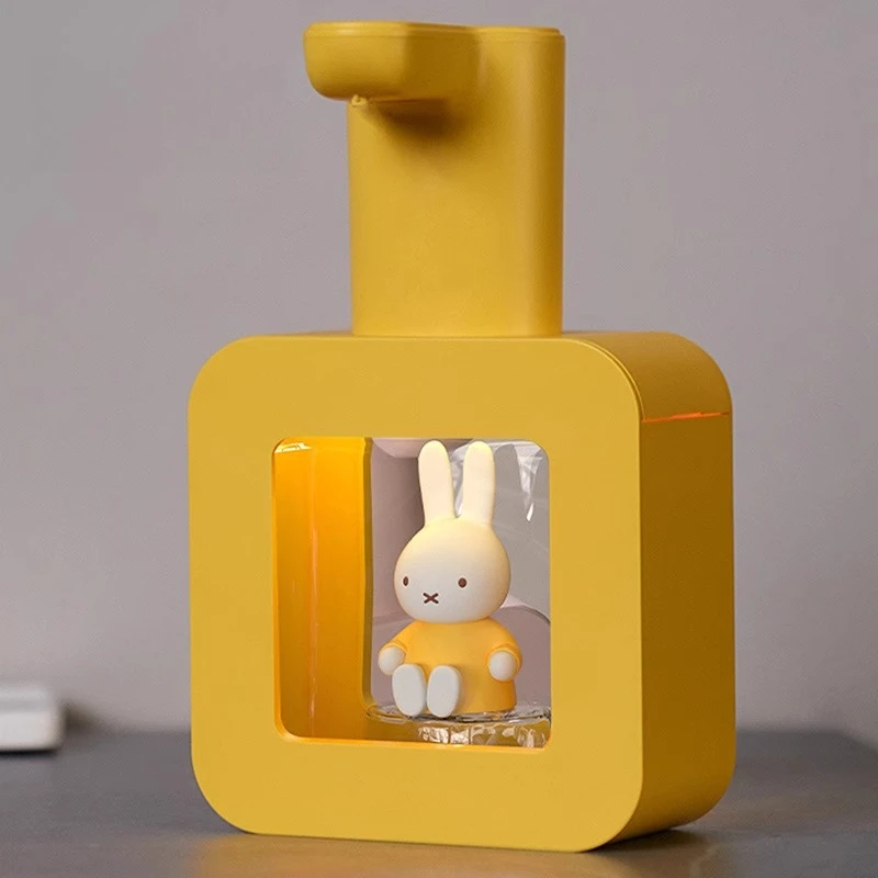 Miffy Kawaii Anime dibujos animados conejo desinfectante de manos máquina de inducción automática inteligente montado en la pared lindo dispensador de jabón para niños