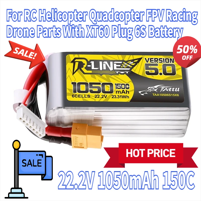 

22.2V 1050mAh 150C LiPo Battery For RC Helicopter Quadcopter FPV Racing Drone Parts With XT60 Plug 6S Battery
