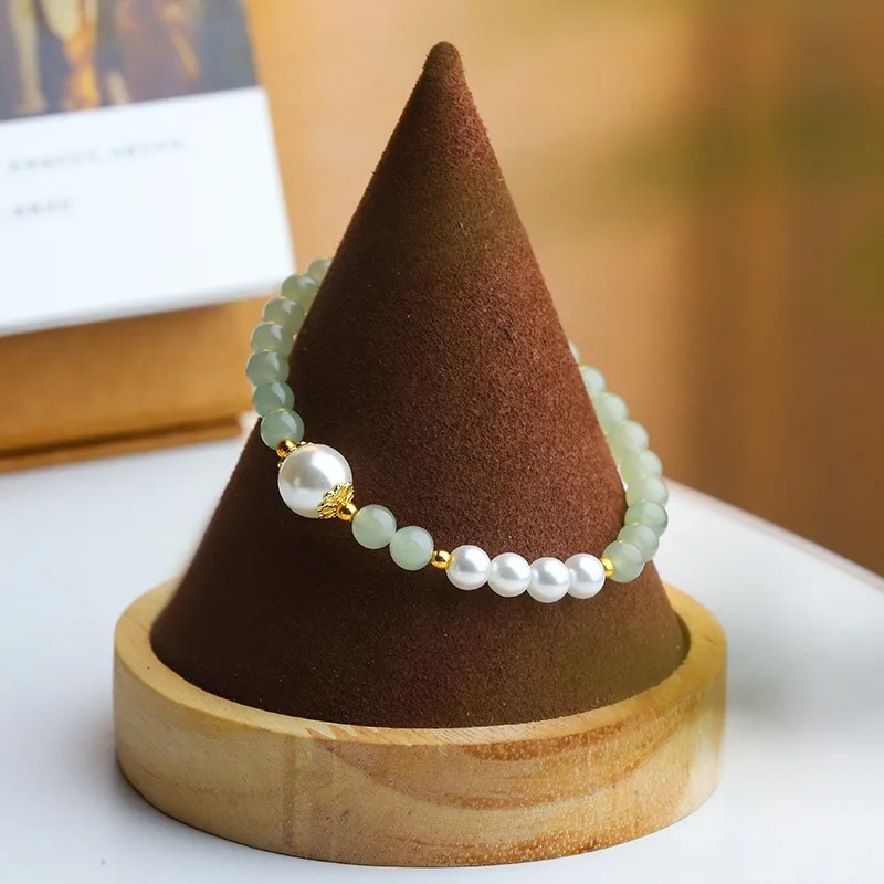 

Natural Hetian Jade Bracelet Bingqing Water Pearl Bracelet Women's