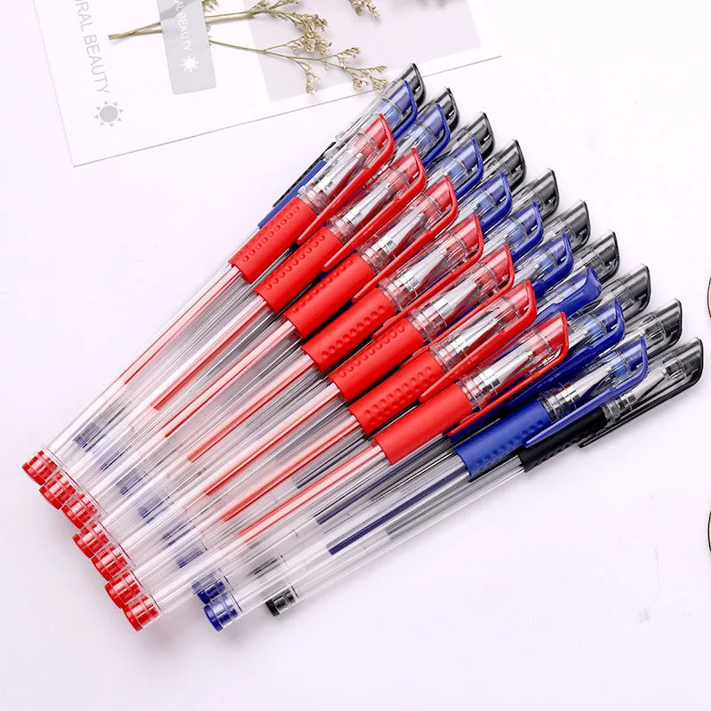 20PCS Office Supplies European Standard Neutral Pen Plastic Signature Pen Student Black Water-based Pen 0.5mm Brush Question Pen