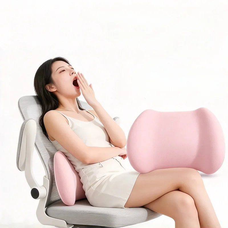 1pc Soft Breathable Office Seat Cushion Lumbar Support Pillow, Machine & Hand Washable for Office Chair Bed Use