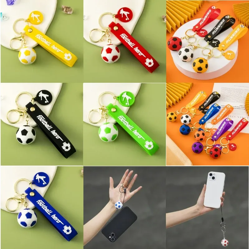 Phone Lanyard European Football Imitation Leather Souvenir Keychain Match Ball Fans Souvenir Keyring Phone Fashion Pendant Gift