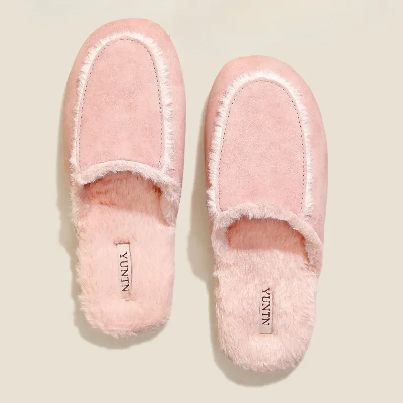 شقة دافئة شبشب منزل النساء الخياطة موضة الراحة رقيق الشرائح الإناث ضوء غير رسمي عدم الانزلاق الشتاء أفخم أحذية قطنية المنزل #5