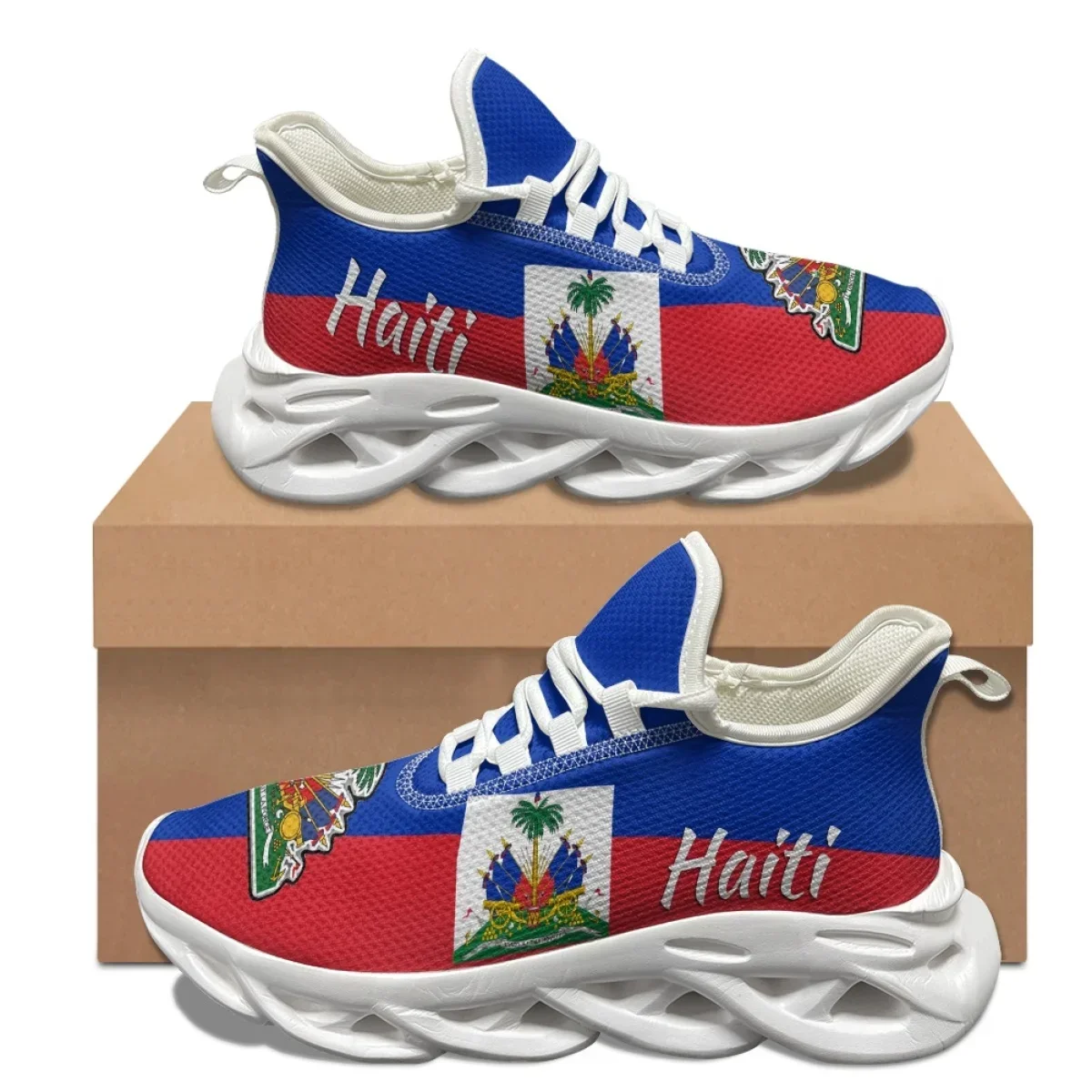 

Haiti Flag Designer Non-slip Casual Shoes Comfortable Shock Absorption Mesh Sneakers Soft Sole Teenagers Running Shoes Female